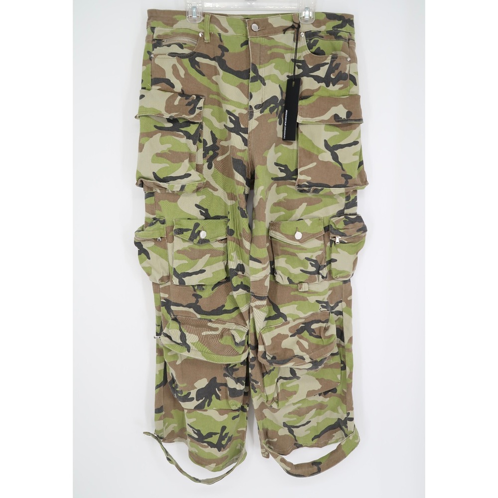 Rockstar Original Men's XXL Nakia Green Camo Cargo Wide‎ Leg Jean 2XL New